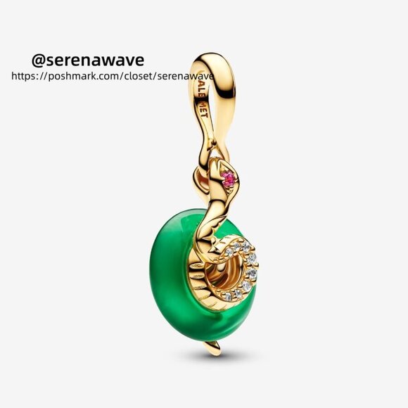 Pandora Snake Green Murano Glass Dangle Charm - Picture 1 of 2